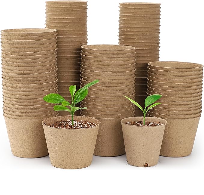 120 Packs 3.15 Inch + 4 Inch Peat Pots, Biodegradable Pots for Seedlings with Drainage Holes, Herb Seed Starter by Bluepro