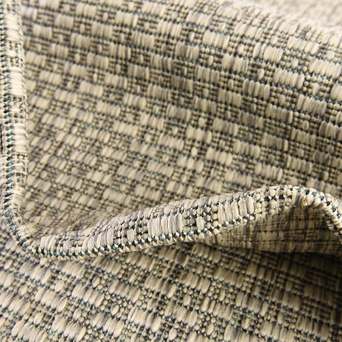 Unique Loom Collection Casual Transitional Solid Heathered Indoor/Outdoor Flatweave Area Rug (5' 1" x 8' Oval, Light Gray/Ivory) - Image 6