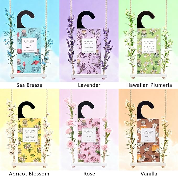 ROSE COTTAGE Large 12 Packs White Gardenia Hanging Closet Deodorizer Air Freshener Long Lasting Scented Sachets Smell Goods for House - Image 4