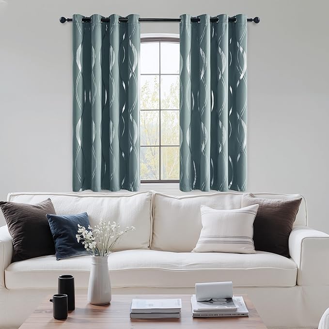 NICETOWN 100% Blackout Curtains for Living Room, Stormy Sea, 52 inch by 63 inch, Easy Care Solid Thermal Insulated Grommet Panels and Drapes for Bedroom Decoration, 2 Panels - Image 3