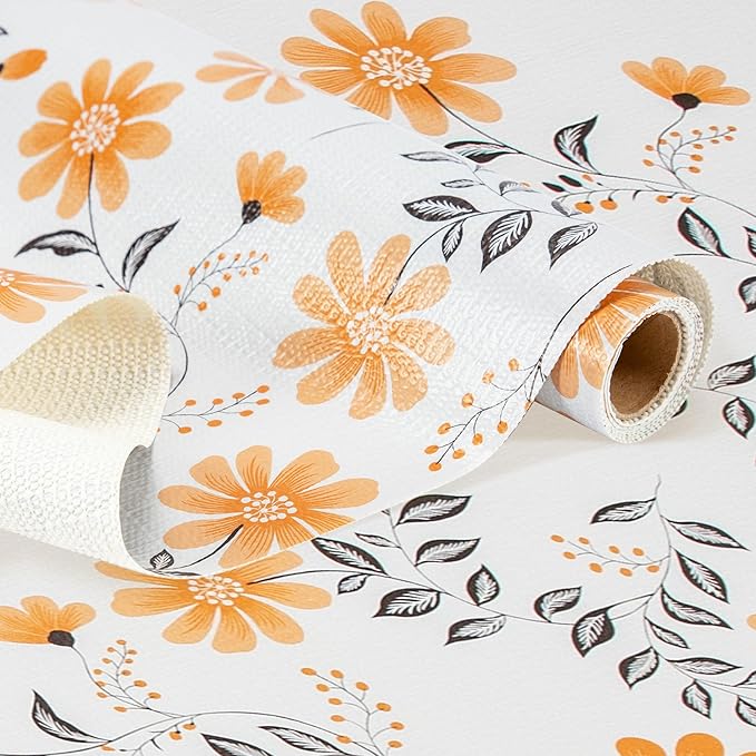 RAY STAR Shelf Liner, 12 Inch x 10 Feet Non Adhesive Daisy Floral Printed Cabinet Liner for Pantry Drawer Vanity, Strong Grip Non Slip Waterproof, Shelf Liners for Kitchen Cabinets Organization by RAYSTAR