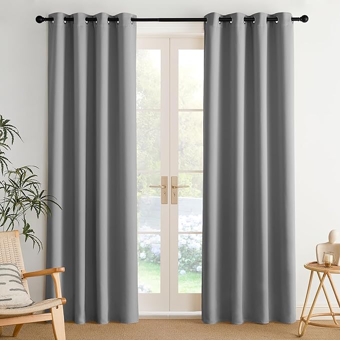NICETOWN Room Darkening Draperies Curtains Panels, 2 Panels Silver Grey W52 x L84 by NICETOWN