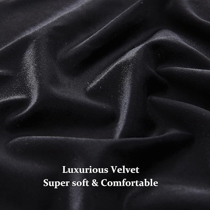 Luxury Black Decorative Velvet Curtains 120 inches Elegant Living Room Curtain Blackout Modern Thermal Insulated Soundproof Privacy Room Darkening Floor to Ceiling Soft Drapes for Bedroom Set of 2 - Image 6