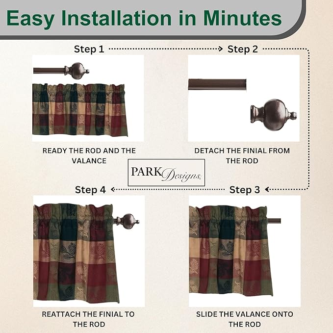 Park Designs Farmhouse Kitchen Valances for Windows - Plaid Pine Cone | Fall Decor Window Valance Curtain | Plaid Curtain Windows | 72"x14" - Image 4