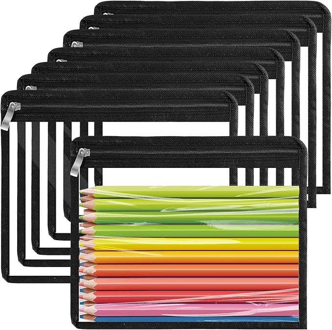 8 Pcs Clear Zipper Pouches, Clear Pencil Pouch,PVC Waterproof Makeup Pouch Envelopes Folder Storage,Document File Organization Bags for Home Office Supplies(10.6 x 8.3inch) by Cabaubl