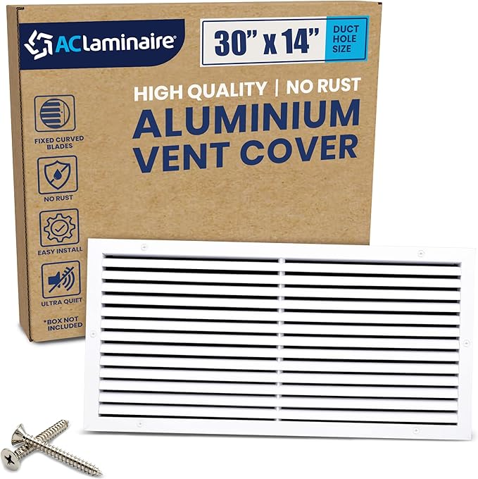 30x14 Inch (Duct Opening) Air Return Vent Cover Decorative – Premium Aluminum AC Vent Cover for Ceiling & Wall, Rustproof Grille, Ideal for Home HVAC Grille, Durable & Easy to Install by ACLAMINAIRE by LAMINAIRE