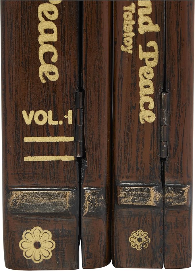 Deco 79 Wooden Decorative Box "War and Peace" Storage Faux Book Decorative Keepsake Boxes, Set of 2 Storage Boxes 11", 9"W, Brown - Image 5