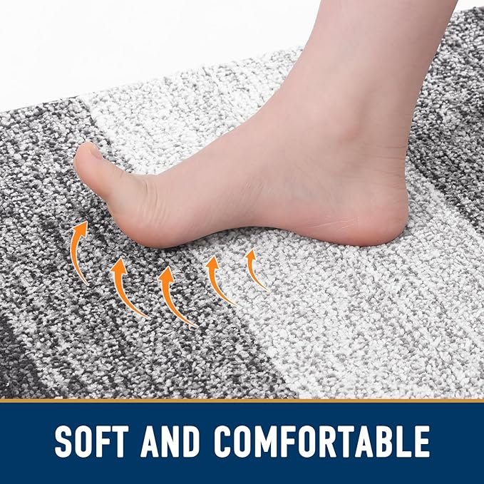 Smiry Dog Door Mat for Muddy Paws, Absorbs Moisture and Dirt, Low-Profile Entryway Mat with Non-Slip Backing, Entry Indoor Outdoor Doormat for Inside Floor (70x24 Inches, Grey, Striped) - Image 5