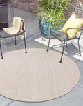 Unique Loom Outdoor Solid Collection Area Rug (10' Round Beige/Ivory) by UniqueLoom