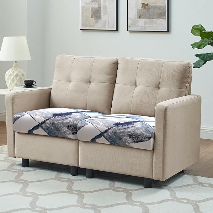 Fuloon Sofa Cushion Covers, Stretch Printed Seat Cushion Cover Couch Seat Slipcovers Washable Furniture Protector for Armchair Loveseat Sofa (Blue, 2 PCS) - Image 9