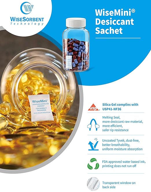 0.5 Gram 1500 Pack Silica Gel Packs, Dessicant Packets, Moisture Absorbers for Food Storage, Food Grade Desiccant Dehumidifiers, WiseMini - Image 9