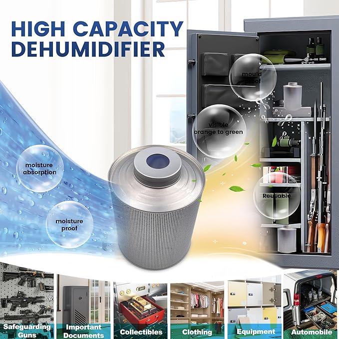 800 Gram 16 Pack Gun Safe Dehumidifier, 1.77 LBS Rechargeable Dehumidifier Blue to Pink Silica Gel Desiccant Moisture Absorbers, Dehumidifiers for Room, Bedroom, Safe, Closet, Bathroom, Car - Image 8