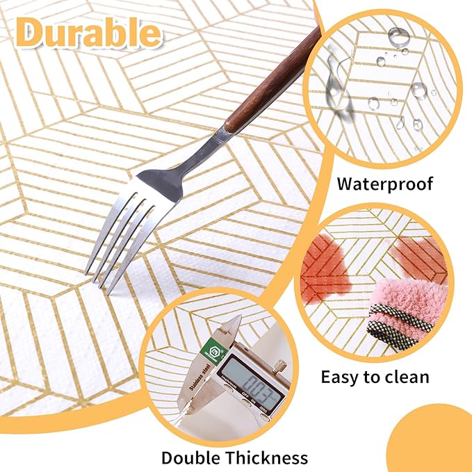 Shelf Liners for Kitchen Cabinets Non Adhesive Shelf Liner Paper Non-Slip Thickened Drawer Liner Easy to Clean for Tool Box Refrigerator with Knife and Tape Measure, Gold Geometric, 17.3 x 236.2 in - Image 3