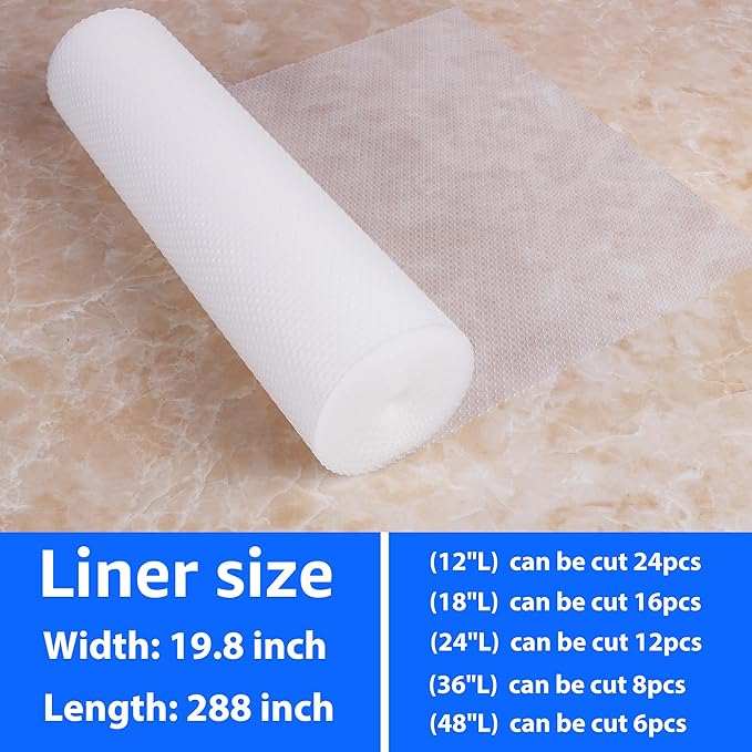 Clear Shelf Liners for Kitchen Cabinets: 19.8" Wide Large Waterproof Under Sink Mat - 19.8" x 288" Translucent Non-Adhesive Easy to Cut Cabinet Drawer Liner for Pantry - Image 9