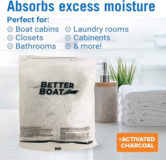 4 Pack Moisture Absorber Refill Bags, Unscented and Fragrance-Free Pellet Packs, Dehumidifier Refills for Buckets, Ideal for Eliminating Odors and Damp Air in Basement, Closet, Home, RV, and Boating - Image 3