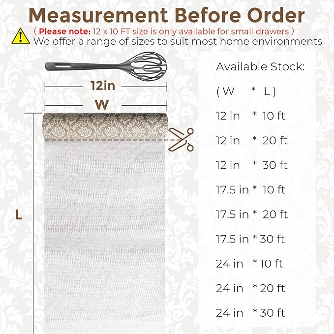 Coavas Extra Grip Thickened Shelf and Drawer Liner - Non-Adhesive Non-Slip Waterproof Mats for Kitchen Cabinets, Drawers, Shelves, Dresser & Cupboard, Easy Cut DIY (Beige Cream, 24IN x 20FT) - Image 6