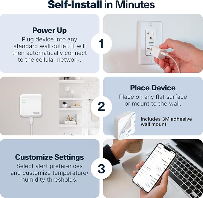 Necto Cellular Temperature Monitor - Remote Power Failure Alarm & Humidity Sensor with Unlimited Alerts. Temp Monitoring System for RV Pet Safety, Vacation Home, Server Room. No Fees or WiFi Required - Image 8