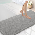 Smiry Luxury Chenille Bathroom Rugs 59x24, Extra Soft and Absorbent Shaggy Bath Mat, Machine Washable, Non-Slip Plush Carpet Runner for Tub, Shower, and Floor, Home Decor Accessories, Light Grey by Smiry