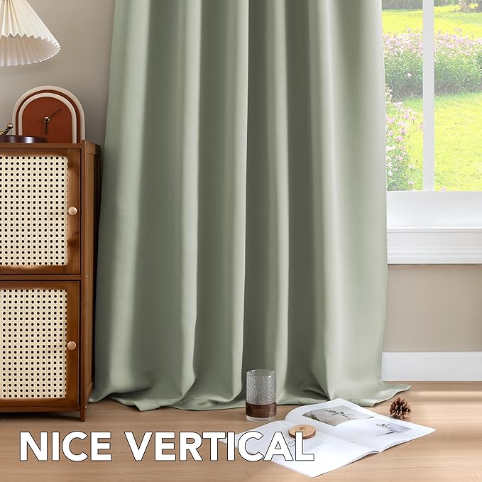 H.VERSAILTEX Blackout Curtains Thermal Insulated Window Treatment Panels Room Darkening Blackout Drapes for Living Room Back Tab/Rod Pocket Bedroom Draperies, 52 x 96 Inch, Light Sage,2 Panels - Image 8