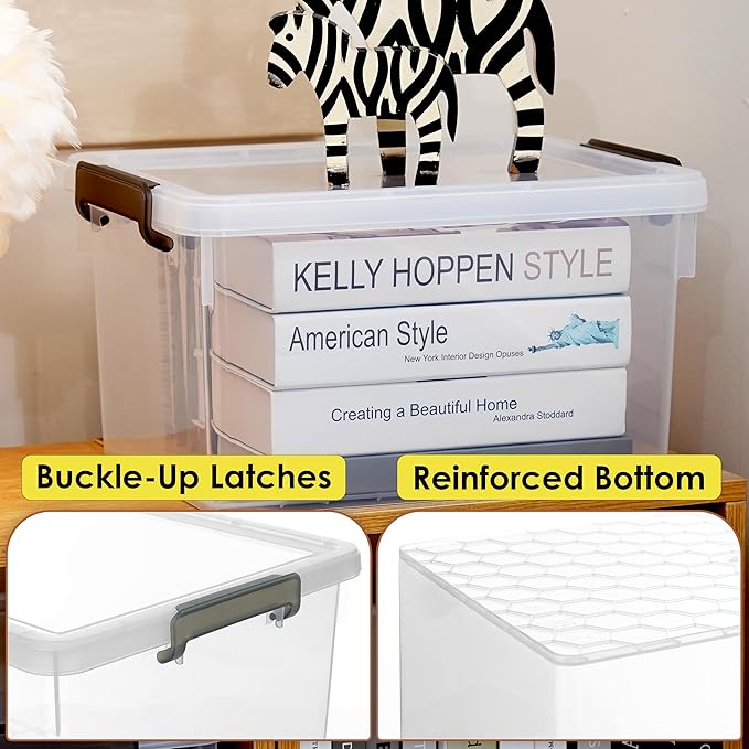 Citylife 22.2 Qt. Plastic Storage Bins with Lids Large Stackable Storage Containers for Organizing Clear Durable Storage Box, 4 Pack - Image 9