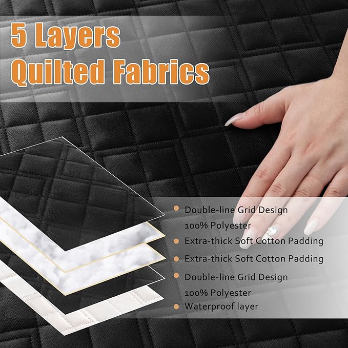 Arfntevss Waterproof Sectional Couch Covers L Shape Washable Velvet Sofa Cover for Sectional Non Slip Large Corner Slipcovers Dog 6 Pcs Universal U Shaped Furniture Protector (Black, Large) - Image 3