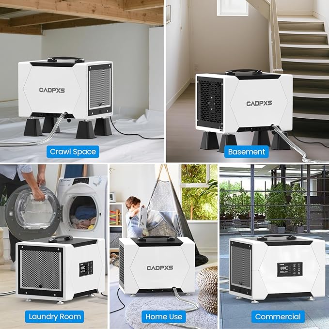 CADPXS Crawl Space Dehumidifier with Drain Hose, 80 Pint Commercial Dehumidifier for Basement, Home Use, Water Damage, Auto Defrost, Memory Start, cETL Certified, Up to 1000 Sq Ft - Image 7