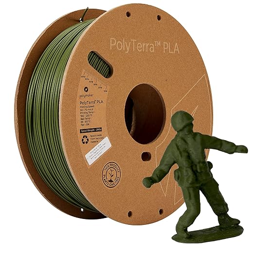 Polymaker Matte PLA Filament, 3D Printer PLA Filament 1.75mm 1kg - PolyTerra 3D Printing PLA Filament, Army Dark Green by Polymaker