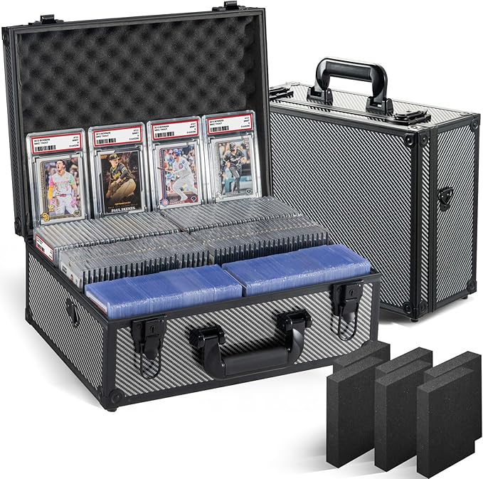 Graded Card Storage Box, Trading Cards Slab Carrying Case, 6 Row Hard Sports Cards Holder Boxes with 6 Dividers Fits for PSA BGS SGC Top Loaders Collection by Unknown