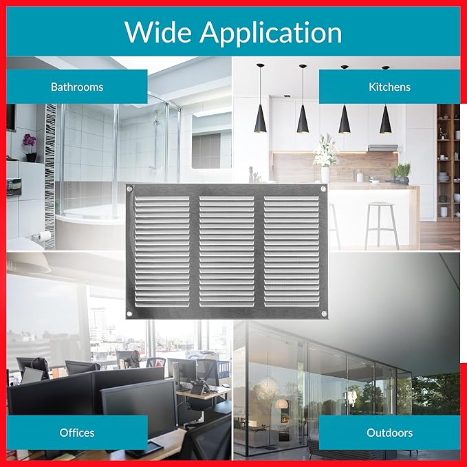 10x6 Vent Cover (Duct Opening) - HVAC Return Air Grille for Wall and Ceiling - Stainless Steel AC Vent Cover with Mesh - Rectangular Ventilation Register - Overall Size: 11.81" W x 7.87" H - Image 6