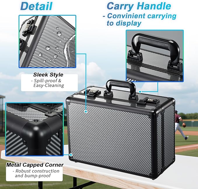 Large Graded Card Storage Box 4-Row with Combo Lock - Sports Trading Cards Case for 150+ Slabs, 540+Toploaders or 1500+ Loose Cards - Image 3