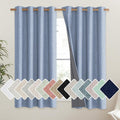 NICETOWN Stone Blue Vintage Linen 100% Blackout Curtains for Living Room, Thermal Insulated Curtains 48" Long, Noise Reducing Window Treatment Drapes for Hall Room, 52" Wide Per Panel, Set of 2 by NICETOWN