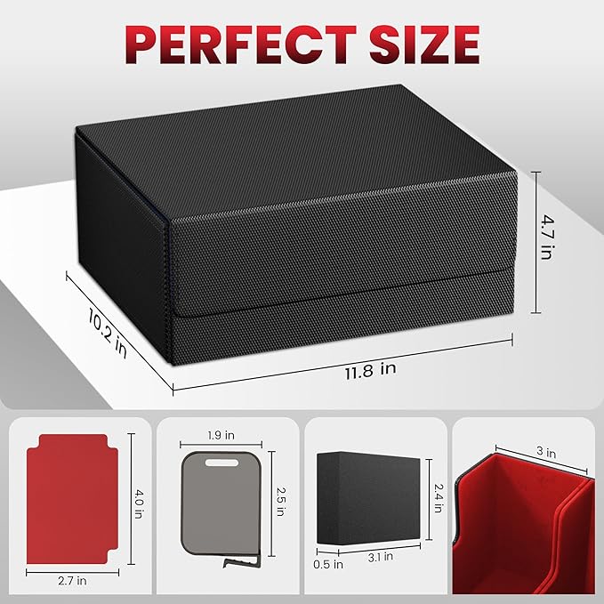Card Storage Box For Trading Cards 1800+,Card Deck Box With 10 Dividers,6 Foam Stoppers,4 Supporters,Commander Deck Case Fit For Toploaders,MTG,YuGiOh,TCG and Magic Cards - Image 5