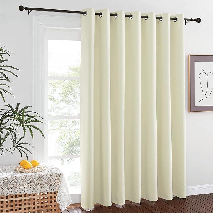 NICETOWN Blackout Sliding Door Curtains for Bedroom - Grommet Thermal Insulated Patio Door Drape Room Darkening Sound Reducing Window Treatment for Living Room (Beige, W100 x L84, 1 Panel) by NICETOWN