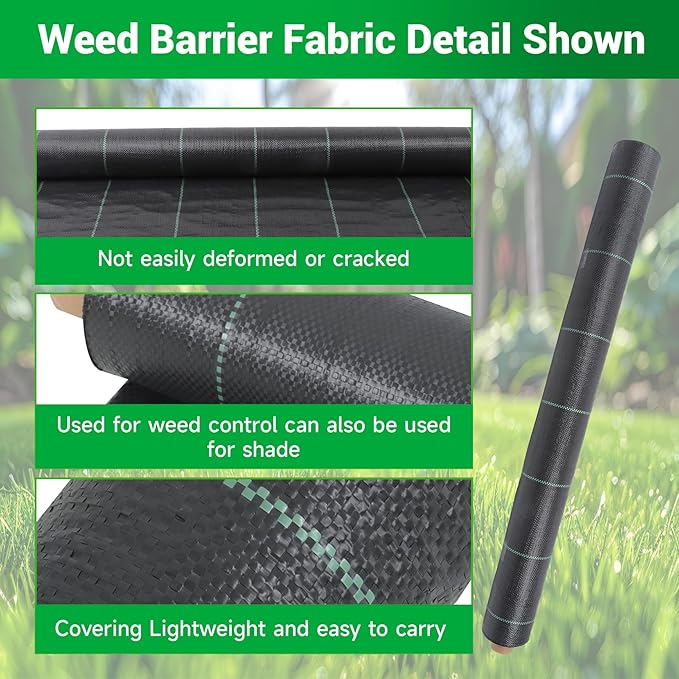 Weed Barrier Landscape Fabric Heavy Duty, Weed Block Horticultural Floor Covering Mat, Bottom Woven Geotextile, Commercial Lane Fabric 3 x 300 FT - Image 4