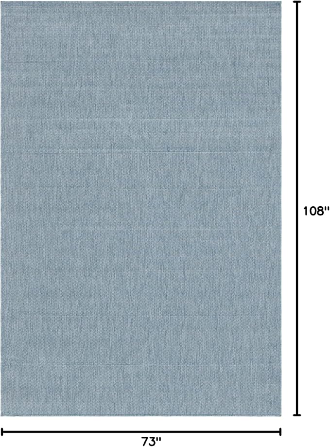 Unique Loom Collection Casual Transitional Solid Heathered Indoor/Outdoor Flatweave Area Rug (6' 1" x 9' Rectangle, Aquamarine/Ivory) - Image 2