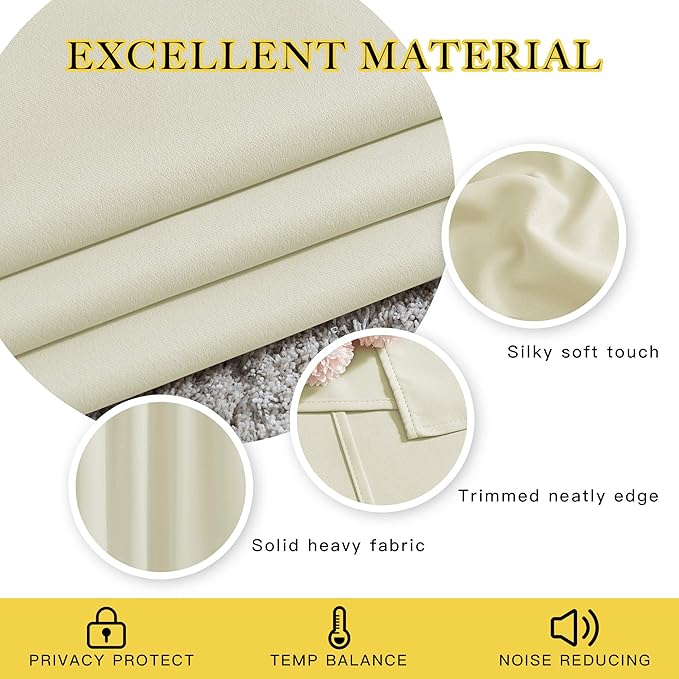 NICETOWN Room Darkening Beige Curtain 84 inch Length - Grommet Solid Thermal Insulated Doorway Drape Blackout Curtain Sound Reducing for Bedroom/Living Room (1 Panel, W66 X L84) - Image 5