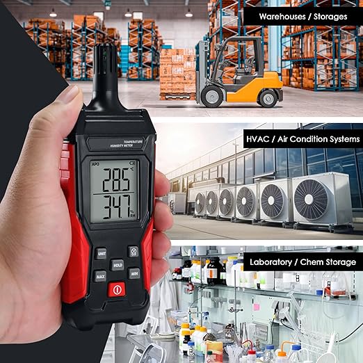 Temperature Humidity Meter, Digital Hygrometer Temperature Indoor and Outdoor, High Precision Psychrometer with Data Hold MAX/MIN,LCD Backlight - Image 7