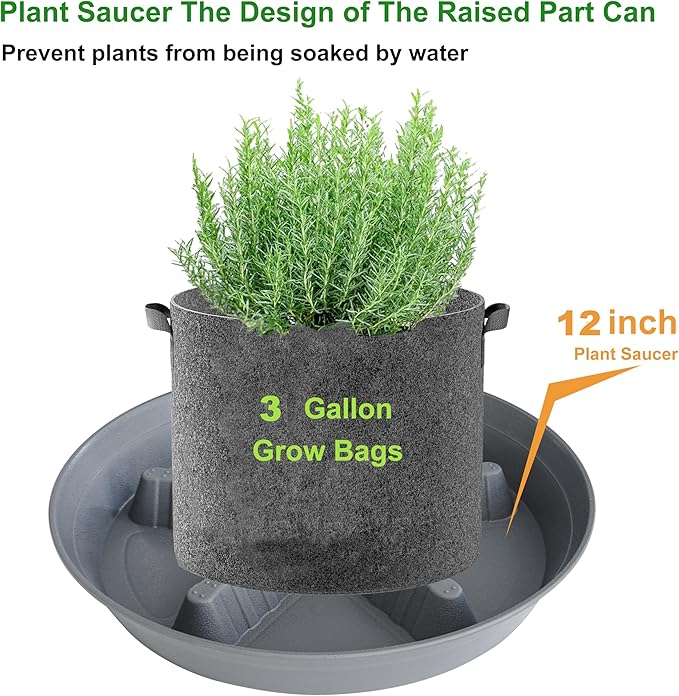 4 Pack Plant Saucer 12 inch, 8 10 14 17 inch, Plant Stand Plastic Plant Saucers for Indoors Outdoor, Heavy Duty Flower Saucers for Potted Plants, Pot Saucers for Plants, Grow Bags Saucers - Image 3