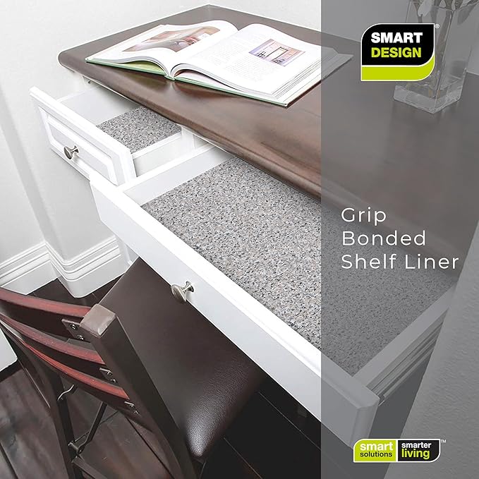 Smart Design Bonded Grip Shelf Liner - 12 Inch x 10 Feet - Non Adhesive, Strong Grip Bottom, Easy Clean Kitchen Drawer, Cabinet, Cupboard Dresser Cover, Non Slip Rubber Mat - Rose Beta Granite - Image 6