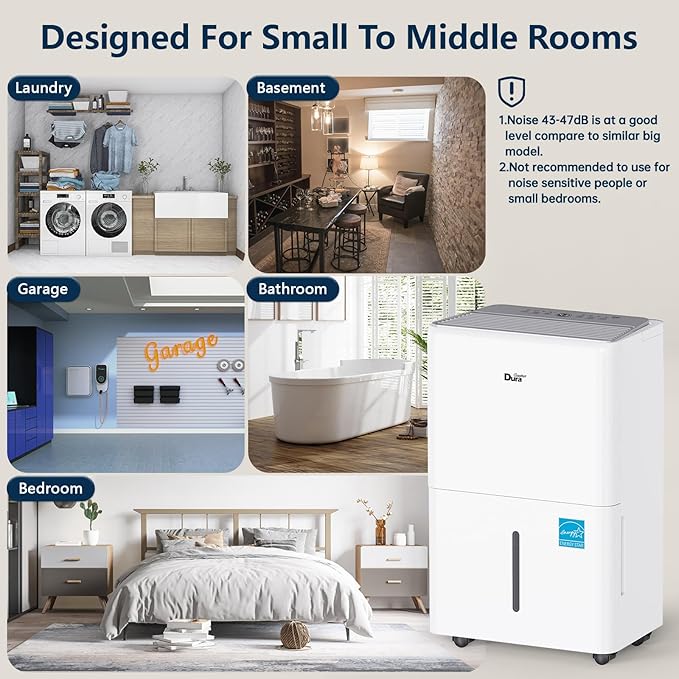 DuraComfort Dehumidifier for Basement up to 2,500 Sq Ft, 2025 Energy Star, Max to 35 Pints/Day Quiet Dehumidifier with Drain Hose, Smart Humidistat & Timer for Home, Bedroom & Bathroom - Image 9