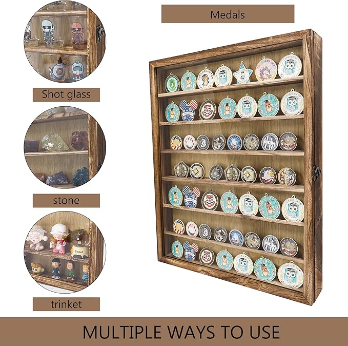 16x20 Large Shadow Box Frame with Removable Shelves,Collectible Display Shelves Case,Military Challenge Coin Display Case,Wood Shadow Boxes Display Cases for Keepsake,Pictures - Image 2