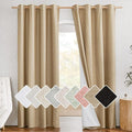 NICETOWN 100% Absolutely Blackout Linen Curtains with Thermal Insulated White Liner, Camel, W52 x L90, 2 Panels, Textured Linen Look Noise Reducing Window Treatments Drapes for Bedroom/Living Room by NICETOWN