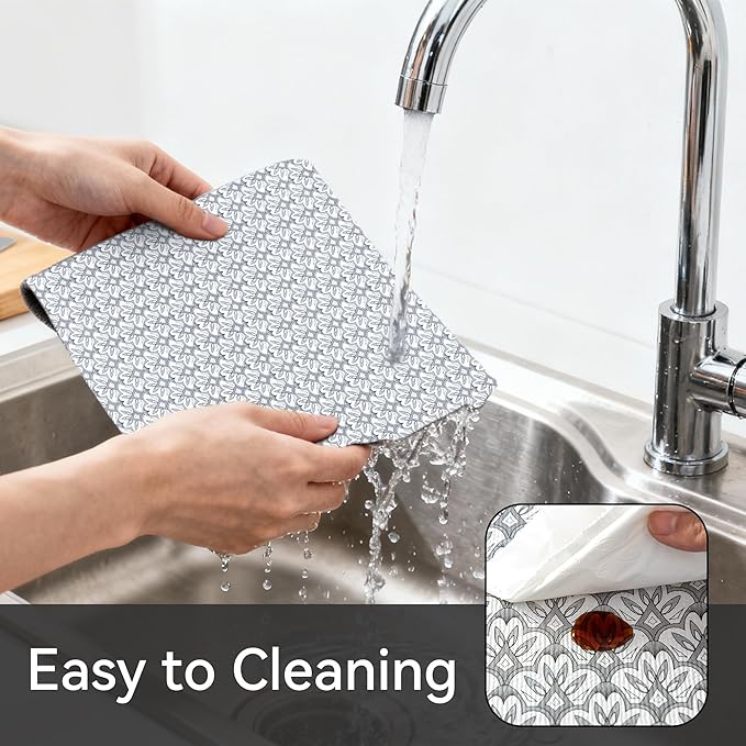 FIFTY FEET 12"x120" Non-Adhesive Shelf Liner for Kitchen Cabinets and Drawers, Washable Non-Slip PVC Cabinet Liner (Black Floral)(2 Roll) - Image 4