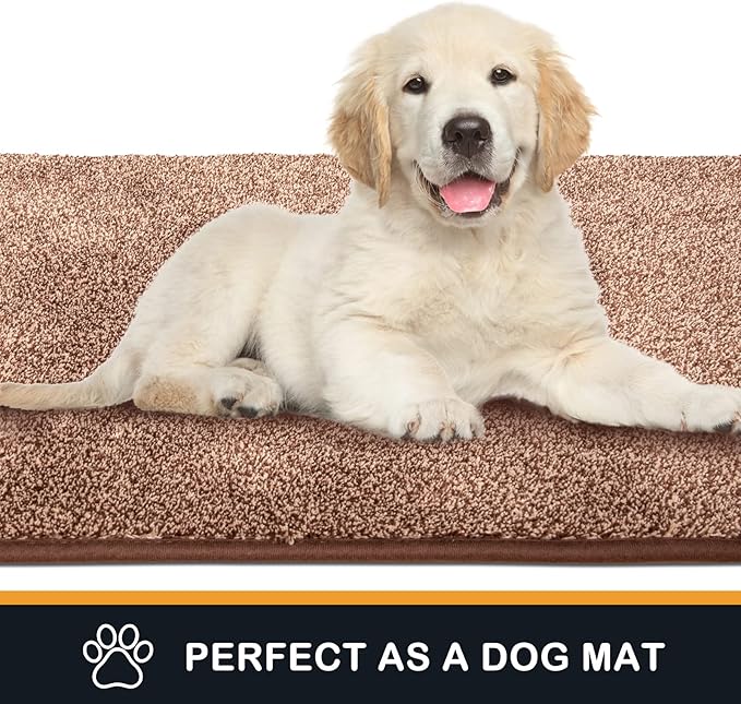PURRUGS Dirt Trapping Door Mat 20" x 31.5", Non-Slip Machine Washable Entryway Rug, Dog Doormat, Indoor Front Door Mat, Super Absorbent Entry Rug for Muddy Shoes & Paws, Brown-Light Cream - Image 6