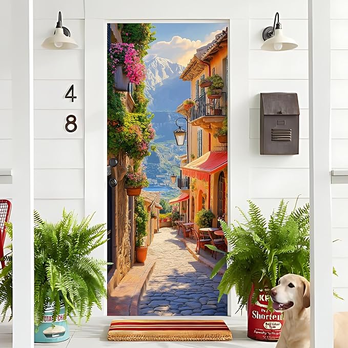 3D Door Decals Stickers, Peel Stick Wall Murals Vinyl Wallpaper Self-Adhesive Mural Door Covers Decorative for Furniture Home Decor Wrinkle-Resistant Waterproof - Image 4