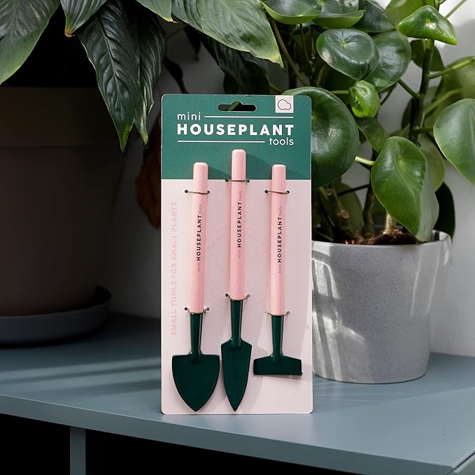 Mini Houseplant Tools - Indoor Gardening Tools Set - Mini Shovel - Mini Trowel - Mini Rake - Pink Pot Plant Garden Tool Set - Image 2