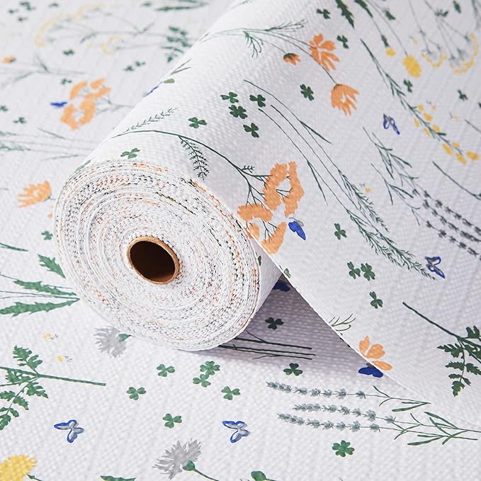Beautysaid Shelf and Drawer Liner for Kitchen Cabinet, Non Adhesive Non Slip Shelf Paper Waterproof Washable Thickened for Dresser Pantry Shelve Bathroom Protector Liner(Floral,18 in x 10 FT) by Beautysaid