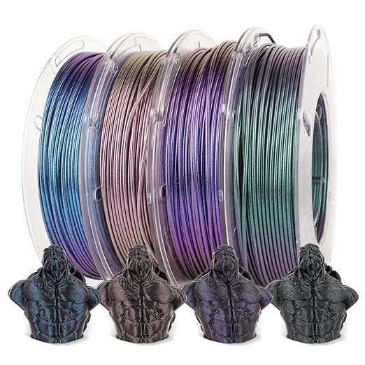 AMOLEN PLA 3D Printer Filament,PLA PrintingFilament Starry Sky Series Pla 1.75mm Bundle, Starry Sky Dark Purple/Green/Blue/Purple Red, 4x200g Pack - Image 7