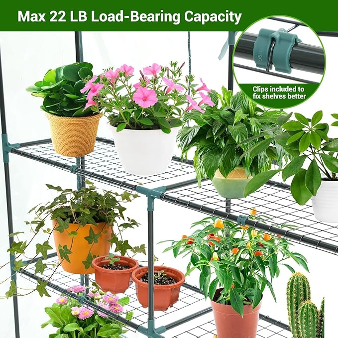 Ohuhu Plastic Greenhouse for Outdoors: Portable Walk in Plant Green House with Improved Transparent PVC Cover, 3 Tiers 12 Shelves Stands Small Greenhouses Backyard Green Houses for Outside Heavy Duty - Image 3