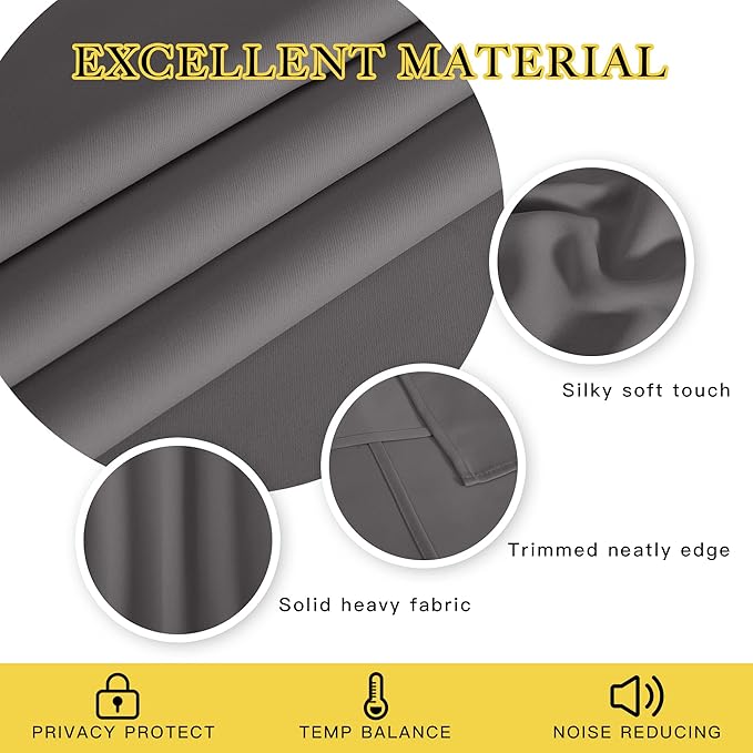 NICETOWN Grey Blackout Curtain 84 inches Long for Bedroom - Thermal Insulated Window Treatment with Grommet Room Darkening Thermal Insulated Panel for Living Room, W52 x L84, 1 Panel - Image 4